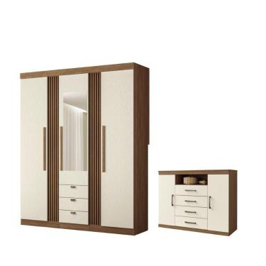 Imagem de Kit Roupeiro Espelho E Cômoda George Jatoba Areia