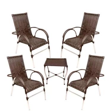 Imagem de Jogo Cadeira Jardim Vênus E Mesa De Centro Trama Tabaco