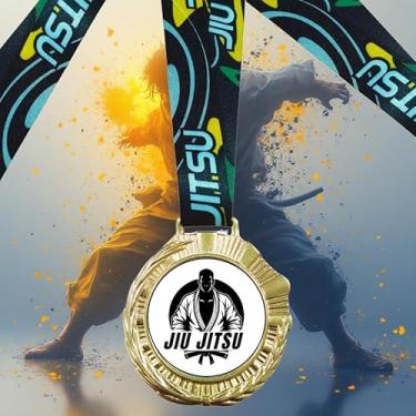 Imagem de Kit 10 Medalhas Para Jiu Jitsu Premiação De Campeão Torneio de luta Com Cordão premium