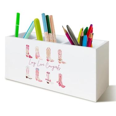 Imagem de YTRGI Suporte de caneta Western Cowgirl para decoração de mesa de escritório, suporte de lápis de madeira para vaqueiras, organizador de sinalização para acessórios de mesa de escritório em casa