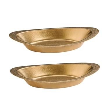 Imagem de Baoblaze Conjunto de 2 Tigelas para Arroz com Curry, Pratos Fundos de Metal para Servir Aperitivos, Sorvetes, Massas e Sobremesas, Ouro