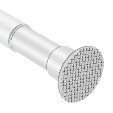 Imagem de Varão de cortina de chuveiro branco 71 a 100 cm, nunca enferruja, antiderrapante, ajustável, sem perfuração, haste de tensão de mola resistente de 2,5 cm de diâmetro para banheiro/armário/janelas