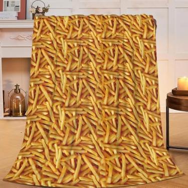 Imagem de Cobertor de batatas fritas, cobertor de batatas fritas, comida frita, flanela, merch, decoração aconchegante, felpudo, quente, macio, leve, presentes para meninas, mulheres, homens, meninos, sofá, 127