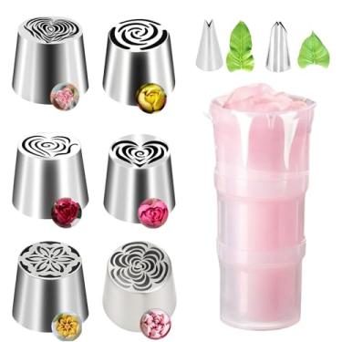 Imagem de Ponta de tubulação russa, bocais de flores russas extra grandes, pontas de flores para decoração de bolos para decoração de bolos, buquê de creme, biscoitos faça você mesmo, ferramentas de cozimento