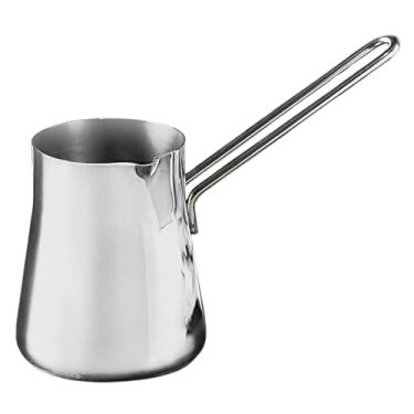 Imagem de Cafeteira turca de aço inoxidável de 450 ml, aquecedor de leite de 450 ml, cabo longo para servir com segurança, ideal para fogões a gás e elétricos, perfeita para café grego e árabe