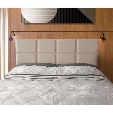 Imagem de Cabeceira Painel Cama Box King 1,93m Estofada Belize Veludo Bege