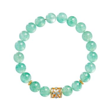 Imagem de Pulseira de quartzo de morango para mulheres, diâmetro de miçangas de 8 mm