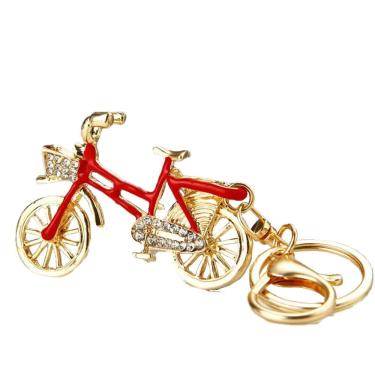 Imagem de Chaveiro Creative Bicycle com strass de metal vermelho de 6,5 cm