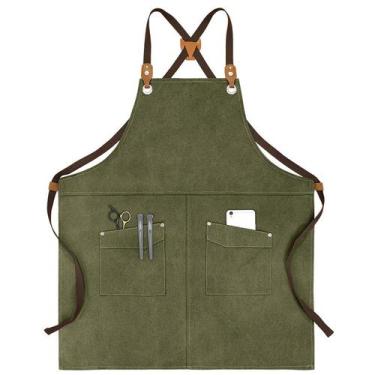 Imagem de Avental de lona resistente para homens e mulheres verde oliva - Yiweis