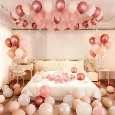 Imagem de Balões retrô rosa blush, pacote com 60, 30 cm, rosa empoeirado, metálico, ouro rosa, branco, areia nude, balões para chá de bebê, meninas, boho, aniversário, decoração de casamento, suprimentos rosa