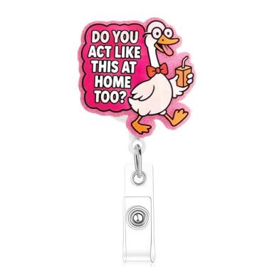 Imagem de Carretel de crachá engraçado de enfermeira, você age assim em casa também, suporte de crachá com clipe jacaré retrátil, presentes para estudantes de enfermagem RN LPN CNA MA trabalhador médico