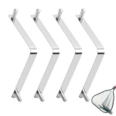 Imagem de Gallipower 4 peças de mastro de escova de piscina, clipe em forma de V, clipe de mola de botão, peças de mastro de piscina, ganchos de piscina para postes, clipes de aço inoxidável, clipe de botão de