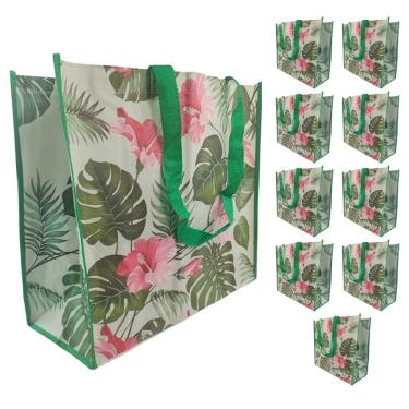 Imagem de Bolsa Ecologica Ecobag 10 Unidades Sacola Ombro Retornavel Mercado Dobravel Compras Reutilizavel