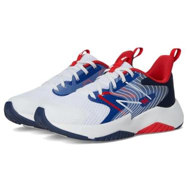 Imagem de New Balance Tênis de corrida infantil Rave Run V2 com cadarço, Team Royal/branco/vermelho verdadeiro, 17