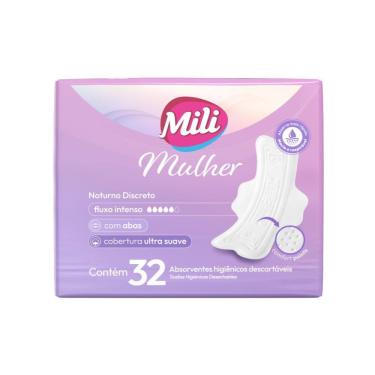 Imagem de Absorvente Mili Mulher Noturno Discreto com Abas 32 Absorventes