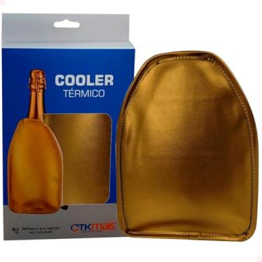 Imagem de Cooler Bolsa Térmica com Gel para Garrafa 750ml em Nylon Vinho Espumante Bebidas Cooler Sleeve CTK Mais (Bronze)