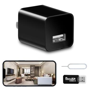 Imagem de fijawee Câmera com carregador USB, visualização remota - WiFi 2,4G/5G - HD premium 1080p - Melhor mini câmera para babá de animais de estimação - monitoramento em tempo real