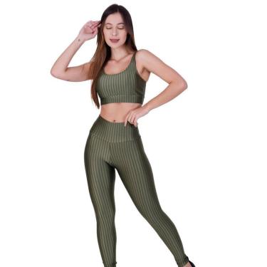 Imagem de Conjunto Calça Legging e Top com Bojo Removível 3D Academia Fitness Barbara-Feminino