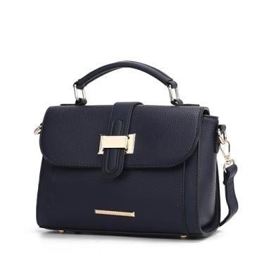 Imagem de MKF Collection Bolsa feminina - Bolsa de ombro de couro vegano com alça superior, bolsa tiracolo da Mia K, Cb Willa azul-marinho, Medium