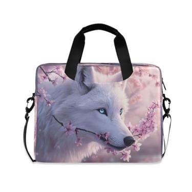 Imagem de Quteprint Bolsa de laptop de flor de cerejeira de flor de lobo de 15,6 polegadas para negócios, bolsa de computador resistente à água para notebook de 14 a 16 polegadas para homens e mulheres, mochila