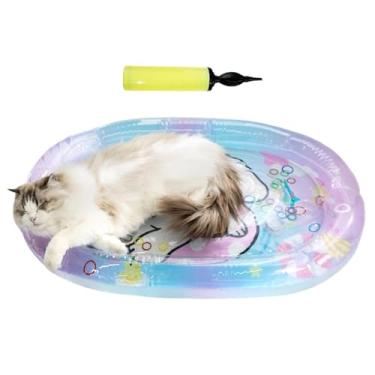 Imagem de Tapete de água para gatos – Tapete de água para animais de estimação sensorial, brinquedo interativo inflável engrossado, almofada dobrável para exercícios internos, casa, cães, gatinhos, animais