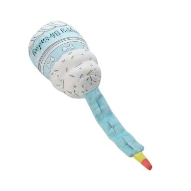 Imagem de Brinquedos de pelúcia para cães – Brinquedos de cachorro barulhentos em forma de bolo com dispensador de comida, quebra-cabeça de dentição de filhotes com som realista, macio e agressivo, mastigador
