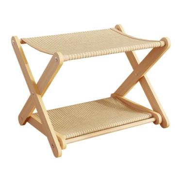 Imagem de Fxzqgnh Cama Tipo Rede para Gatos, Cama Elevada de 2 Níveis para Gatos, Acessório para Animais de Estimação, Protetor de Móveis, Decoração Estável, Fácil de L, Juta