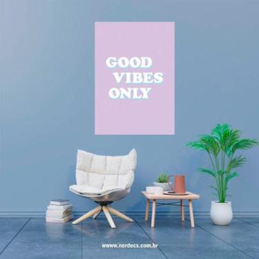 Imagem de Placa Decorativa Frase Good Vibes Only 20X30Cm - Nerdecs