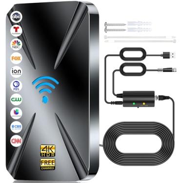 Imagem de Antena de TV interna atualizada para 2025, antena digital de alcance de mais de 2800 milhas para Smart TV interna, antena HDTV para canais locais com amplificador, antena externa compatível com 8K 4K
