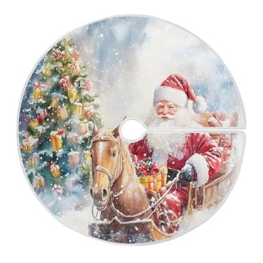 Imagem de SEHANY Saia para árvore de Natal, 91 cm, Papai Noel, vermelha, decoração de árvore de Natal, tapetes para decoração de festa de Natal em casa