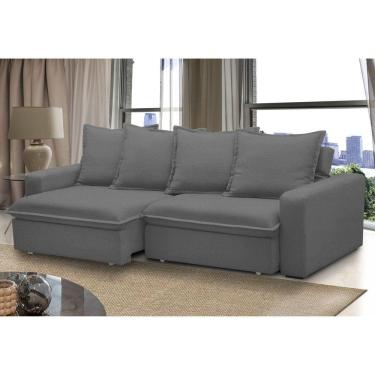 Imagem de Sofá Retrátil e Reclinável 3 Lugares 195cm Molas Espirais e Molas Ensacadas Vicenza Grafite