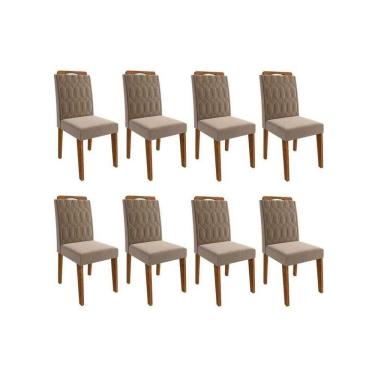 Imagem de Kit 8 Cadeiras Sala Jantar Paola Wood 8 Un Carvalho-suede Joli Capuccino - Cimol