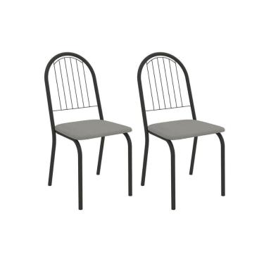 Imagem de Cadeira Sala De Jantar Noruega 2c077prf Aço Kit 2 Un Preto/boucle Cinza - Kappesberg