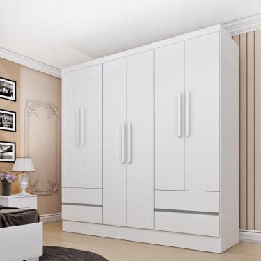 Imagem de Roupeiro Oregon 6 Portas Sem Espelho E 4 Gavetas Tcil Cor:neve