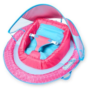 Imagem de Swimways Boia de mola infantil, boia de piscina para bebês com dossel e proteção FPS, acessórios de piscina para crianças de 3 a 9 meses, sereia