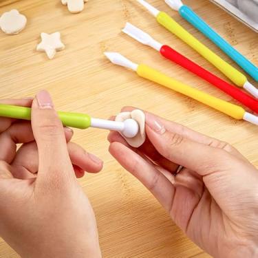 Imagem de Kit Profissional de Estecas para Modelagem, 8 Peças com 16 Pontas, Material Plástico Resistente, 16,8cm, para Biscuit e Massas de Artesanato