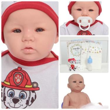 Imagem de Bebe Reborn Príncipe Corpo 100% Silicone Cachorro Pelúcia - Cegonha Re