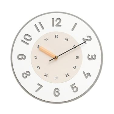 Imagem de Relógio de parede Relógio de parede luxo em estilo nórdico, funcionamento silencioso, design versátil, alimentado por bateria para decoração de casa(Branco)
