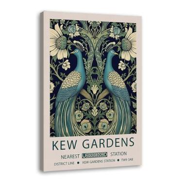 Imagem de William Morris Flower Birds Pavão Poster Kew Gardens Impressão em Tela Pintura Floral Arte de Parede Impressões Botânicas Sala de Estar Decoração de Casa (SKU4,27.9x35.6 cm = (28x35 cm), Emoldurado