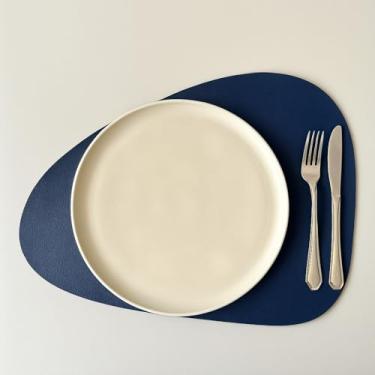 Imagem de Jogo Americano 6 Peças Sousplat de Mesa Sintético Dupla Face para Decoração da Mesa (AZUL/BEGE,JOGO COM 4 PEÇAS)