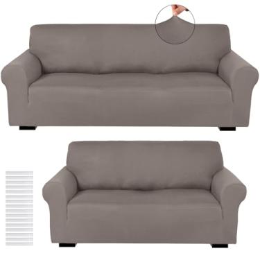 Imagem de Peryiter Conjunto de 2 capas de sofá de sofá para sala de estar, protetor de móveis para poltrona, elástico, à prova de rugas (careca, seda de leite)