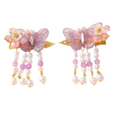 Imagem de Um par de grampos de cabelo de casamento, presilhas de cabelo de cristal feitas à mão com design floral, presilhas de pérolas, clipes de flores de strass, acessórios de cabelo para mulheres e meninas