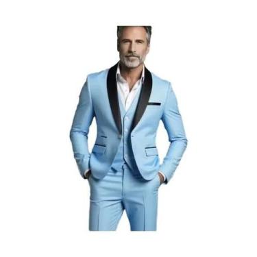 Imagem de Terno Masculino Slim Fit De Três Peças Preto E Branco Tamanho Grande P