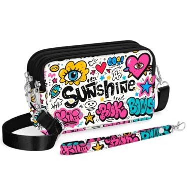 Imagem de YINHEXI Bolsas transversais pequenas para mulheres, 3 zíperes pequena bolsa transversal de nylon para viagem, bolsa carteira de celular para mulheres, Luz do sol branca, Estilo natural