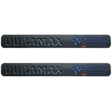 Imagem de Conjunto de pares de emblemas Allison Duramax EFILIVE Emblemas 3D Substituição da placa de identificação para 2500Hd 3500Hd (preto)