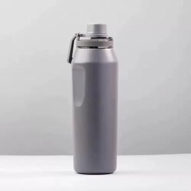 Imagem de Garrafa Térmica Inox Premium 550ml ou 750ml - Tampa Antivazamento 100%, Bico Rosqueável, Mantém Bebidas Quentes e Frias - Ideal para Academia, Trabalho e Dia a Dia(Cinza,750ML)