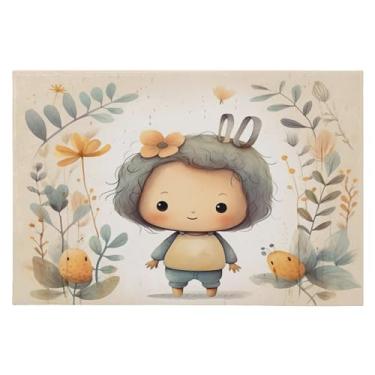 Imagem de Wassud Tapete de porta padrão de desenho animado 61 x 89 cm, tapete de área lavável antiderrapante com suporte de borracha, tapete macio e macio para sala de estar, quarto, entrada, entrada