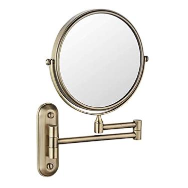 Imagem de Espelho de maquiagem montado na parede, espelho cosmético dupla face de 20 cm, espelho de maquiagem extensível giratório de 360°, espelho de parede dobrável, maquiagem de barbear no quarto ou banheiro