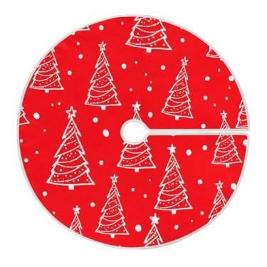 Imagem de Wassud Saia para árvore de Natal com laços seguros, árvore de Natal vermelha de 90 cm, tapete de árvore de Natal festivo para festas de ano novo, decoração de casa