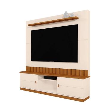 Imagem de Home Rack Painel Sala Para Tv De 70 Polegadas Florianopolis Off White Com Amendoa